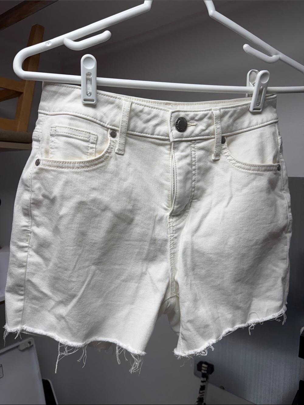 Simply Vera Vera Wang Cream Frayed Hem Denim Shorts